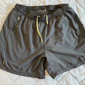 Smartwool Black running Shorts with Yellow Drawstring